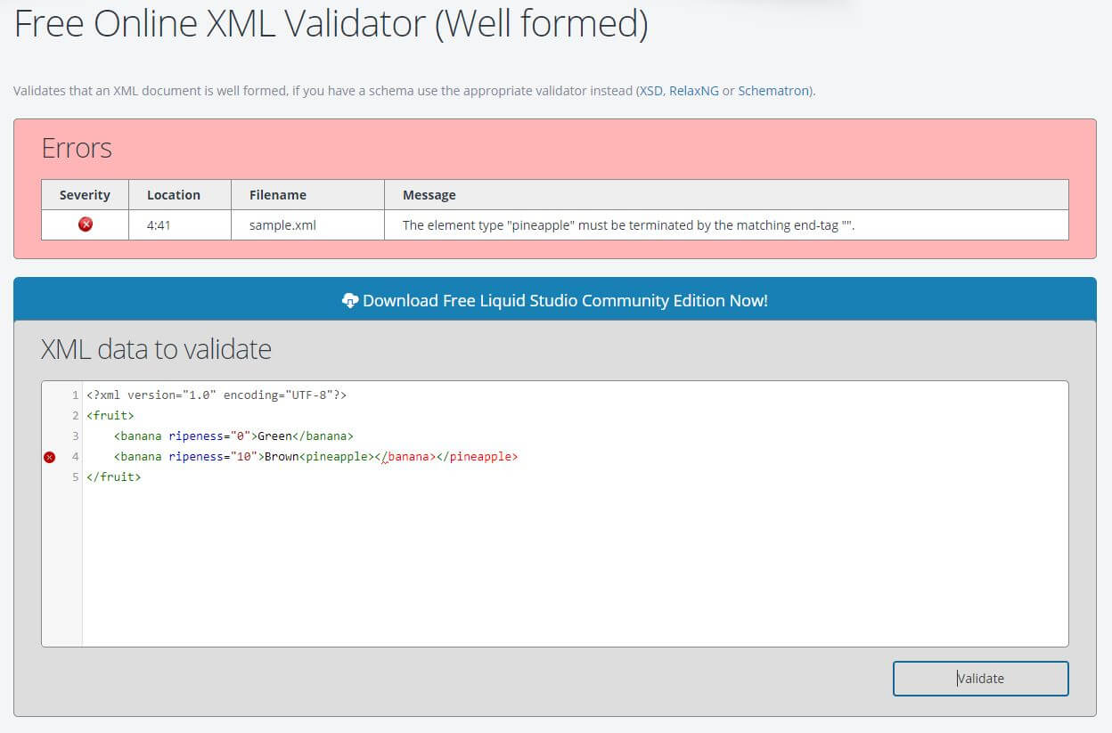 how to do xml validation in editpad pro