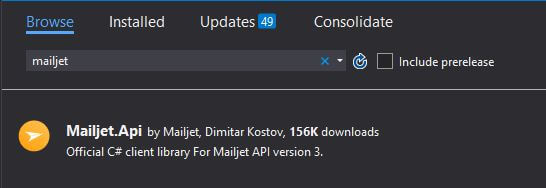 Azure MailJet SMTP C# API NuGet package