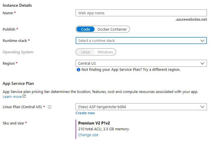 Azure PaaS Web App Service Settings