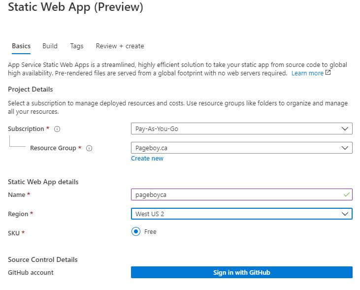Azure Static Web App Service Build Screen