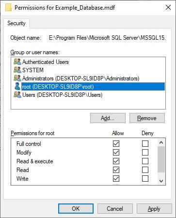 SQL Server Attach File Permissions