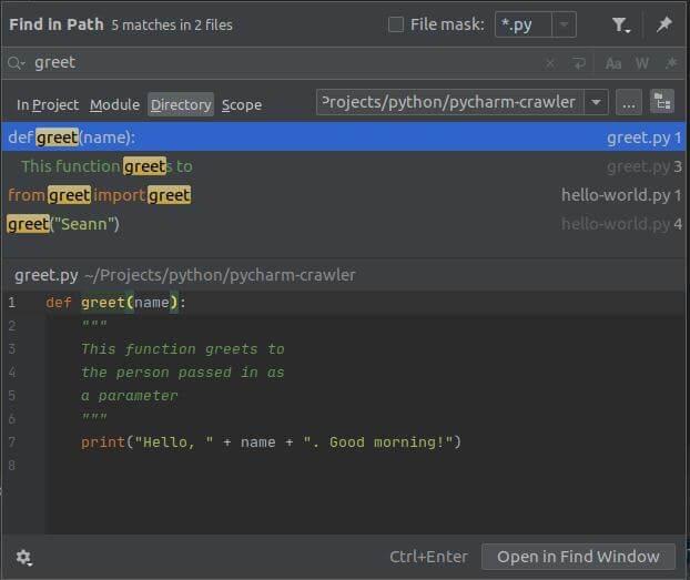 PyCharm Search in Path