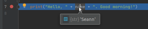 PyCharm Debug Variable Hover