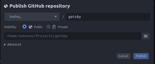 Atom Publish GitHub Repository Dialog