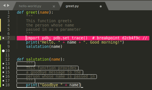 Sublime Text Python Debugger Breakpoint