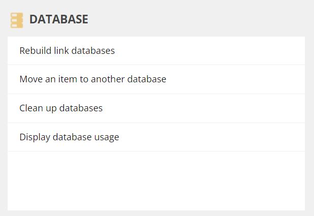 Sitecore Control Panel Database Maintenance